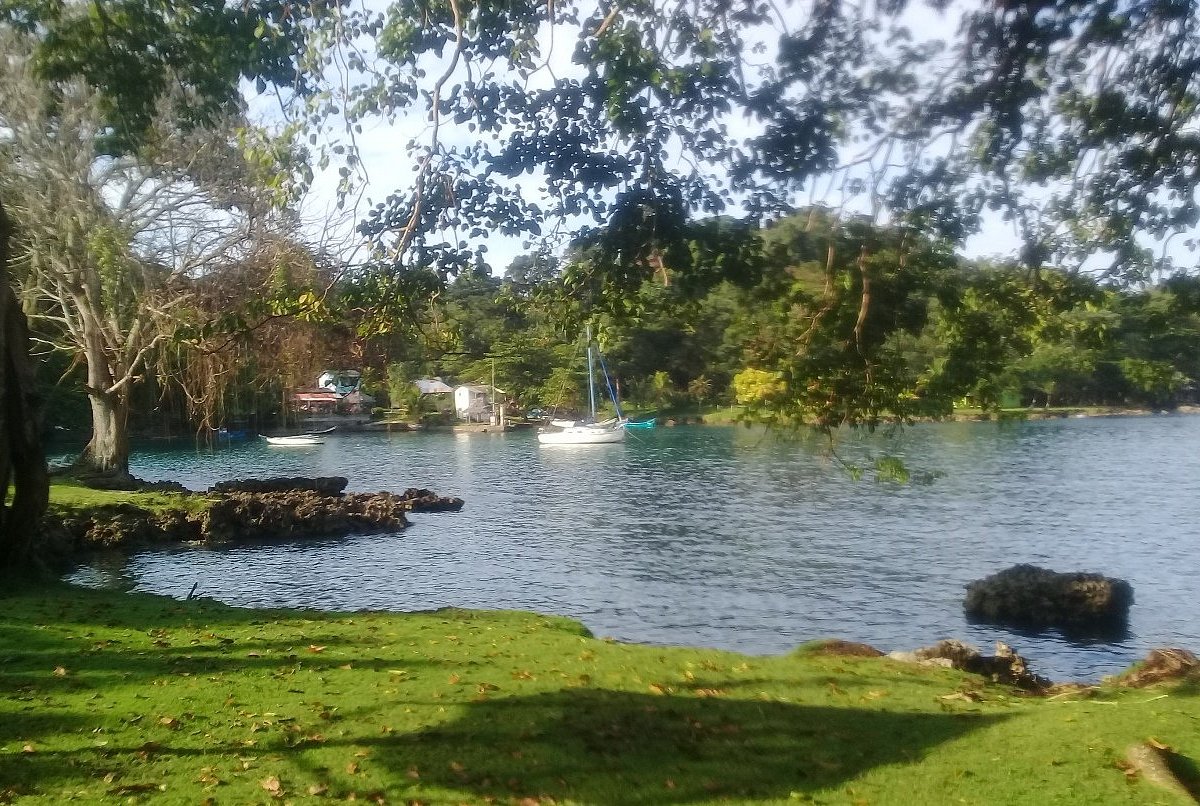 Calm bay with moored boats